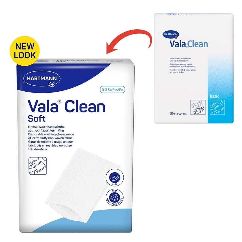 Hartmann MoliCare Vala Clean Soft Disposable Washing Gloves, Pack of 50’s