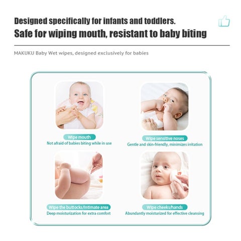 Makuku Baby Wet Wipes, Pack of 60 x 3's