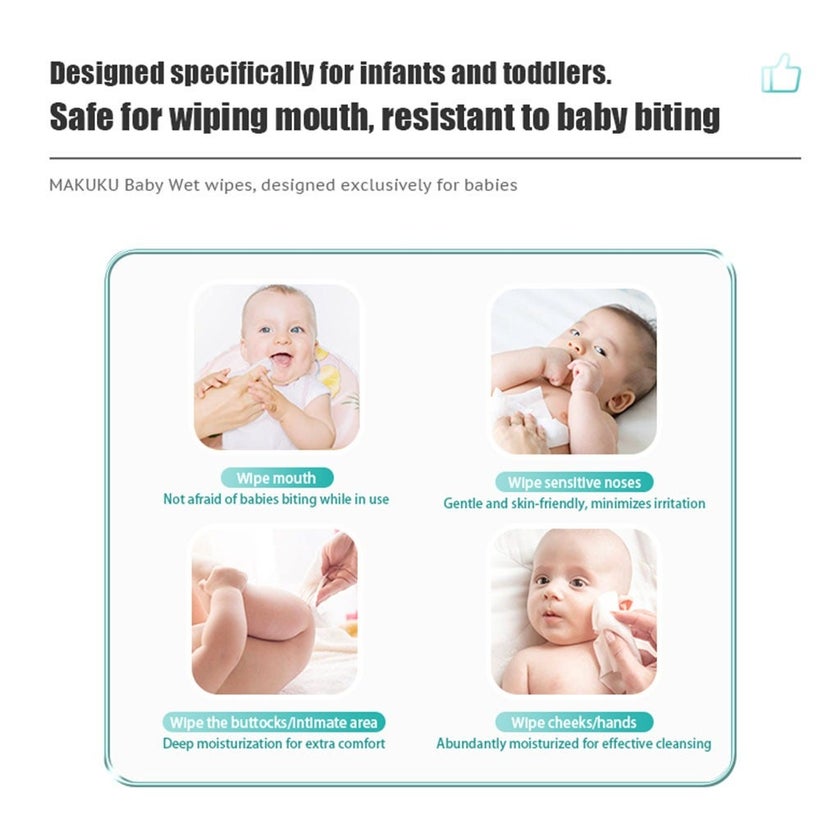 Makuku Baby Wet Wipes, Pack of 60 x 3's