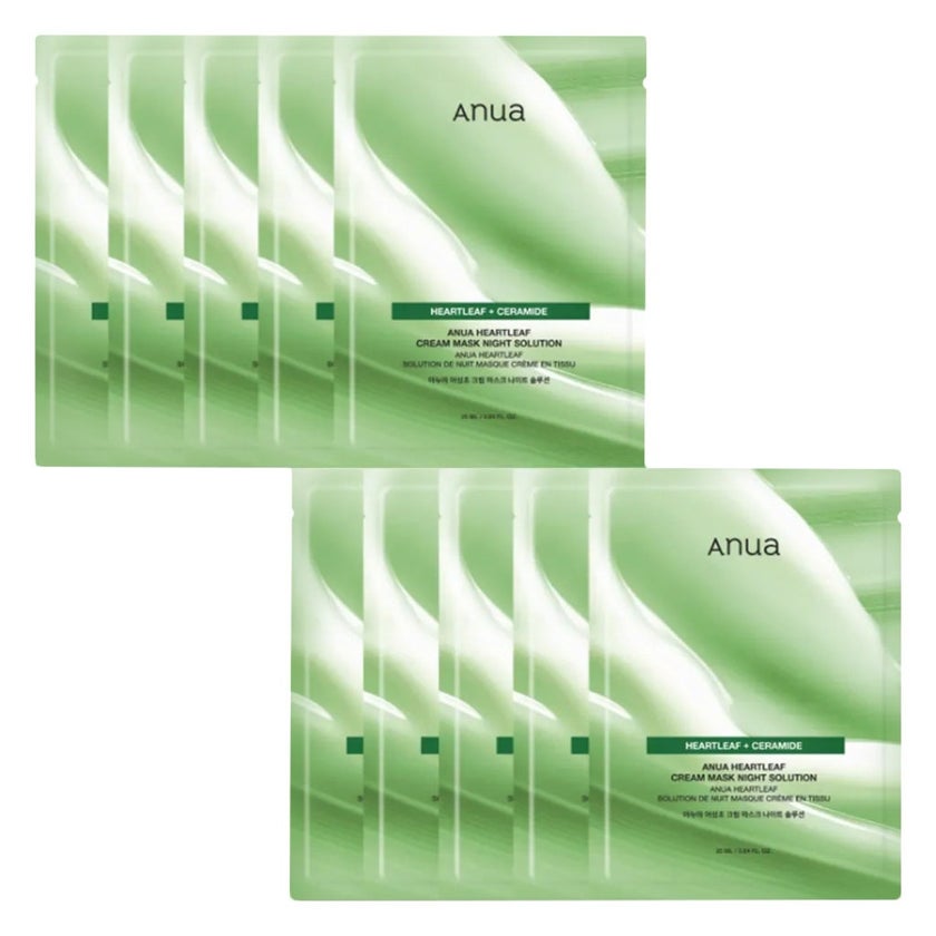 Anua Heartleaf + Ceramide Cream Mask Night Solution Sheet Mask 25ml, Pack of 10’s 