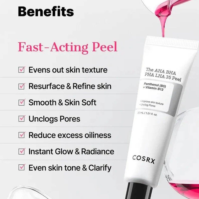 Cosrx The AHA, BHA, PHA, LHA 35 Peel With Panthenol & Vitamin B12 Facial Exfoliating Gel 30ml