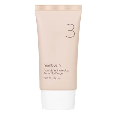 Numbuzin No 3 Porcelain Base Skip Tone Up SPF50+ PA+++ Tinted Sunscreen - Beige Color 50ml