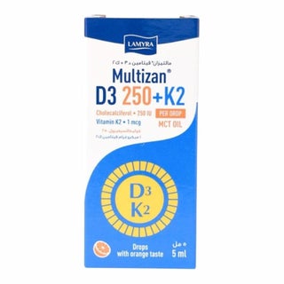 Multizan D3 250 + K2 Oral Drops, Orange Flavor - 5ml