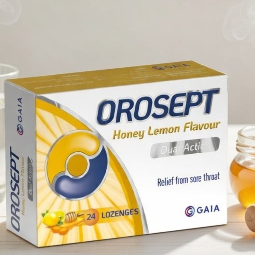 Orosept Honey Lemon Flavoured Lozenges, Pack of 24's