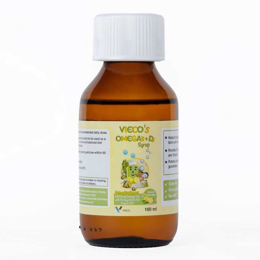 Vieco Omega 3 + Vitamin D3 Lemon Flavored Kids Syrup 100ml