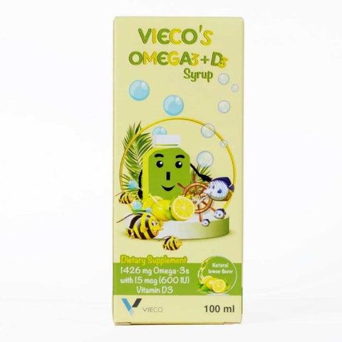 Vieco Omega 3 + Vitamin D3 Lemon Flavored Kids Syrup - 100ml