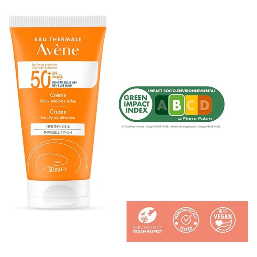 Avene Fragrance Free SPF 50+ Sunscreen Cream For Dry & Sensitive Skin 50ml