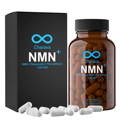 Charava NMN+, Resveratrol & Pterostilbene 1200mg Antiaging - 60 Capsules