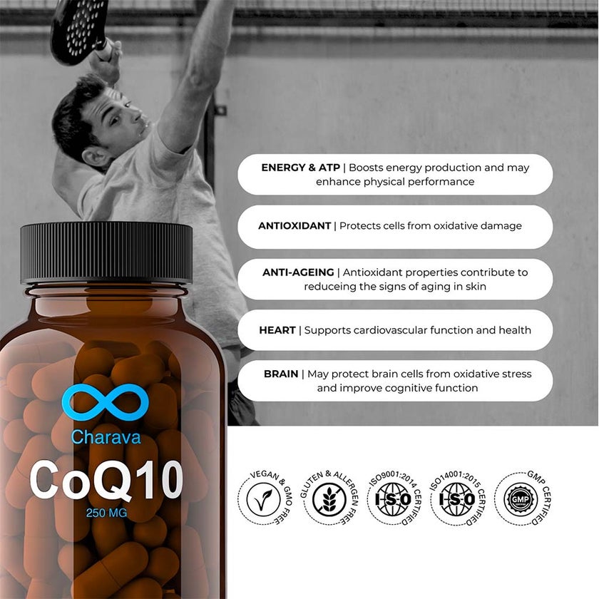 Charava CoQ10 250mg Capsules For Heart Health & Energy, Pack of 30’s