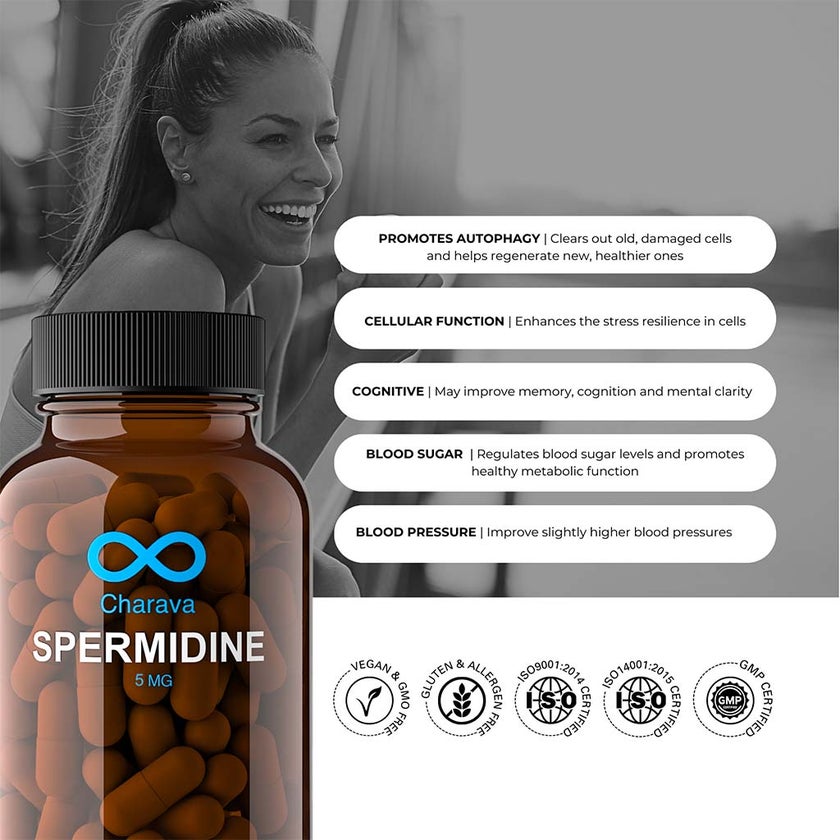 Charava Spermidine 5mg Antiaging Supplement Capsules, Pack of 30's