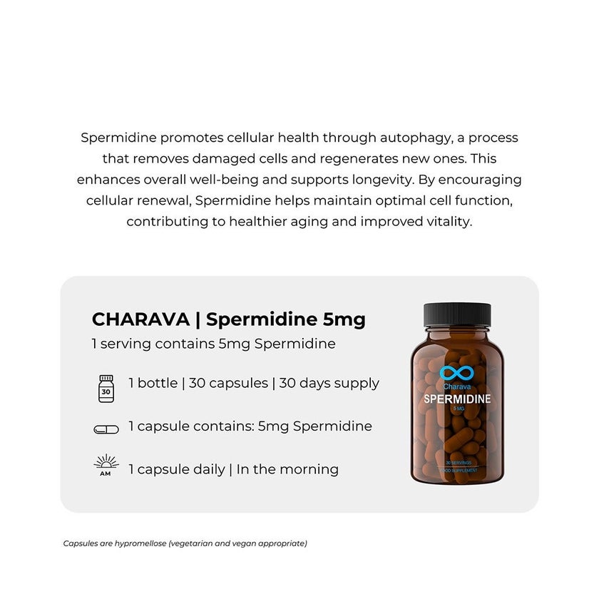 Charava Spermidine 5mg Antiaging Supplement Capsules, Pack of 30's