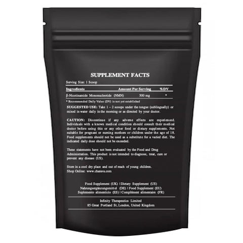 Charava NMN Antiaging Supplement NAD+ Activator Powder 30g - 60 Servings 