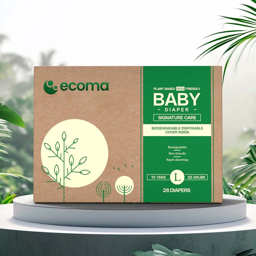 Ecoma Signature Care Baby Diapers, Large Size, 10-15 Kg, Pack of 26's