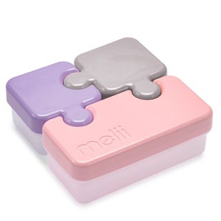 Melii Puzzle Food Container For Toddlers 850ml, Color - Pink/Purple/Grey, Pack of 3’s 