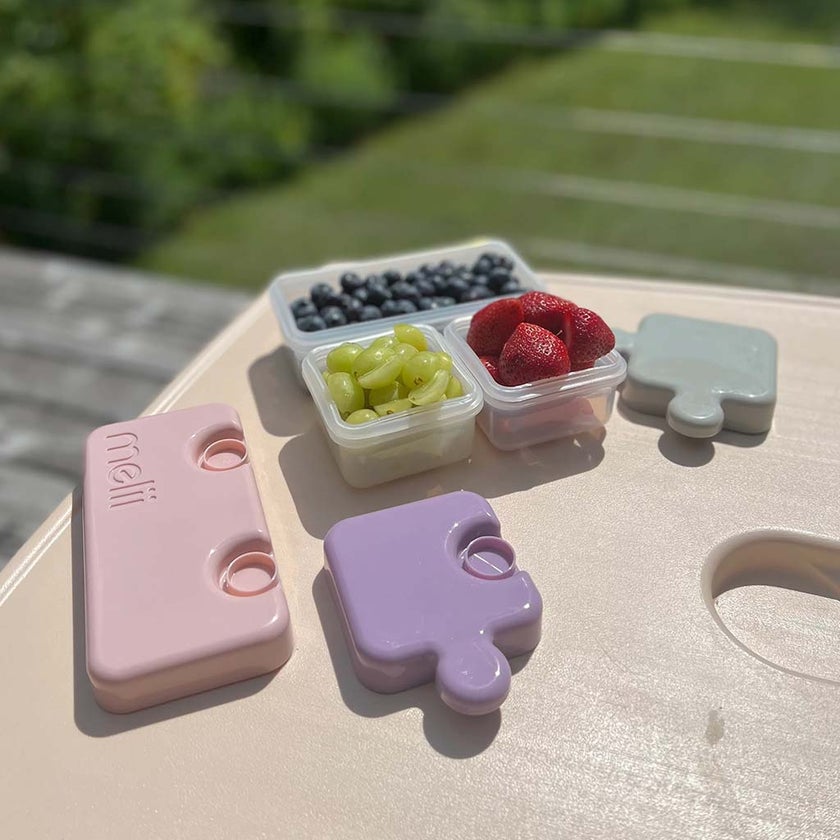 Melii Puzzle Food Container For Toddlers 850ml, Color - Pink/Purple/Grey, Pack of 3’s 