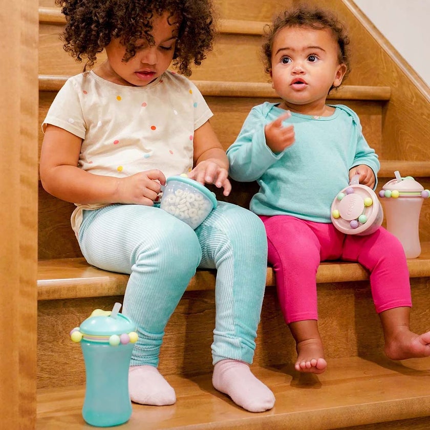 Melii Abacus Baby Feeding Sippy Cup With Straw From 12+ Months - Green & Pink Color 340ml, Pack of 2’s