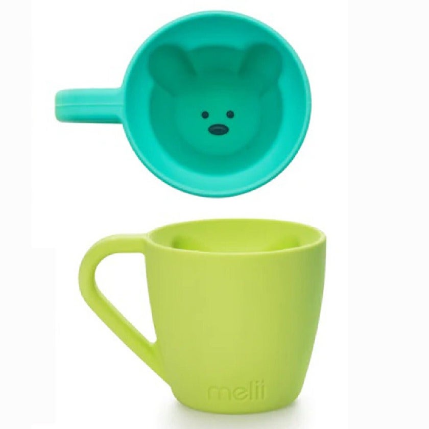 Melii Silicone Bear Baby Mug From 12+Months - Mint & Turquoise Color 200ml, Pack of 2’s
