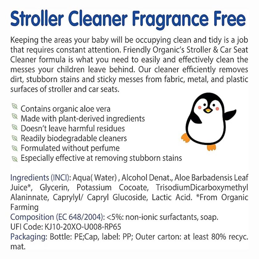 Friendly Organic Baby Stroller & Car Seat Fragrance Free Cleaner 250ml