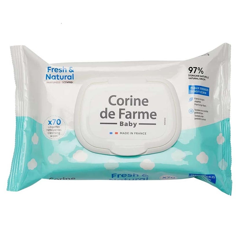 Corine De Farme Fresh & Natural Scented Baby Wipes, Pack of 70’s 