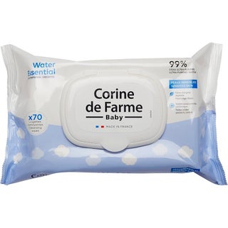 Corine De Farme Water Essential Unscented Baby Wet Wipes, Pack of 70's
