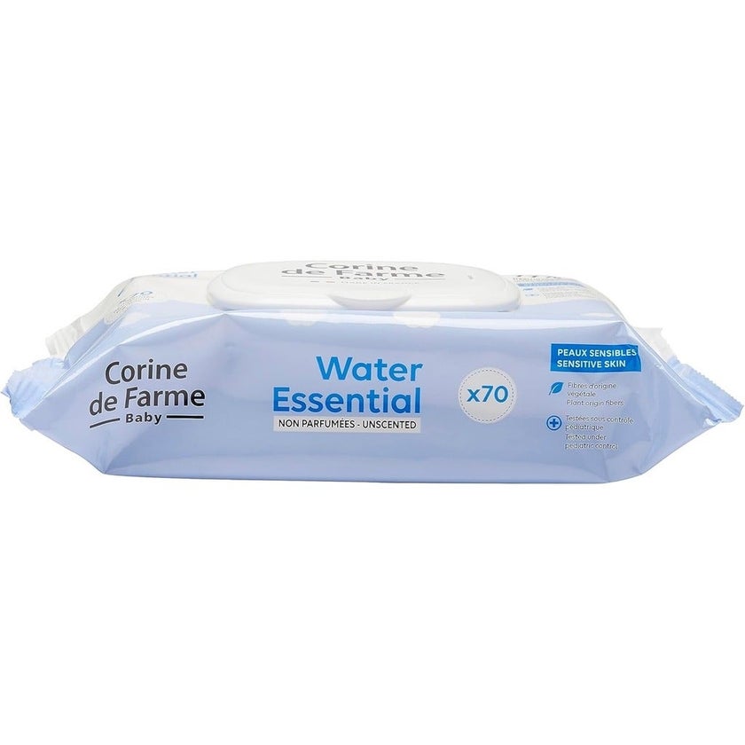 Corine De Farme Water Essential Unscented Baby Wet Wipes, Pack of 70's
