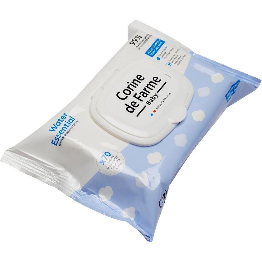 Corine De Farme Water Essential Unscented Baby Wet Wipes, Pack of 70's
