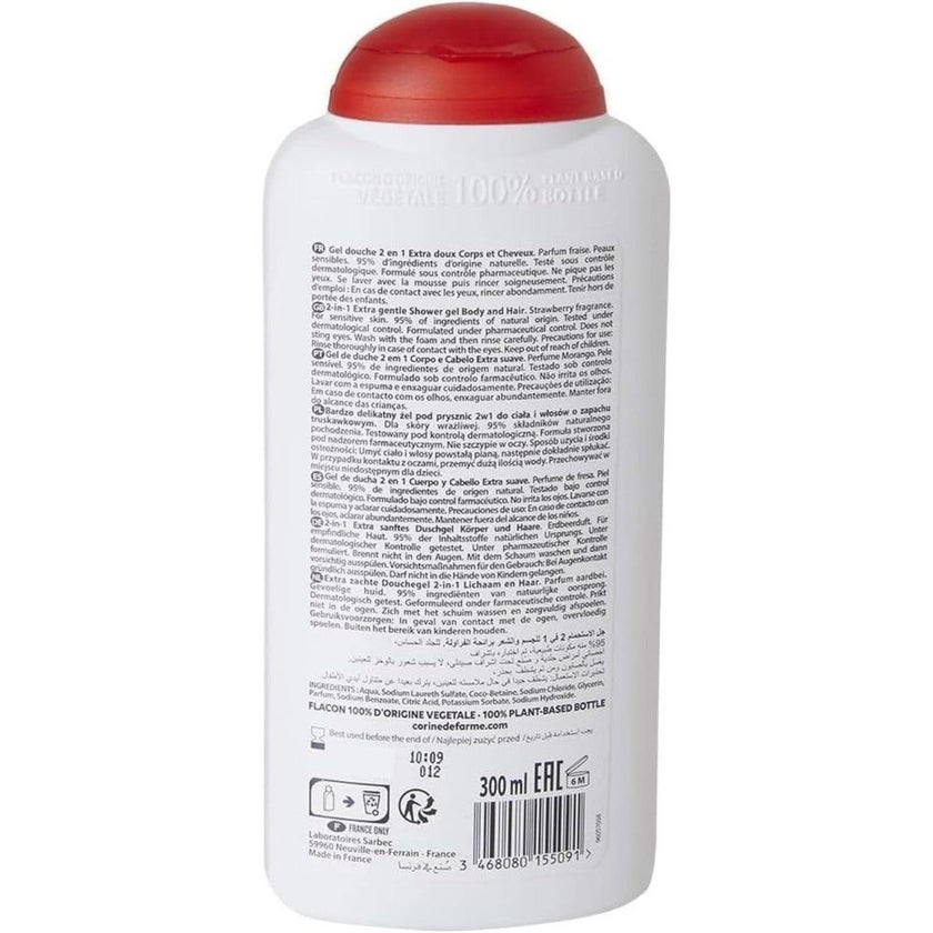 Corine De Farme 2 in 1 Strawberry Fragrance Hair & Body Shower Gel For Kids 300ml