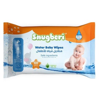 Snugberi Water Baby Wet Wipes For Sensitive Skin & Daily Use, Pack of 60’s