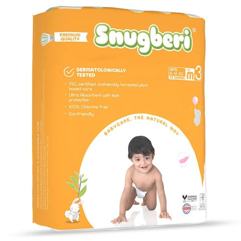 Snugberi Baby Diapers, Size 3, Medium, 6-9kg - 70 Diapers