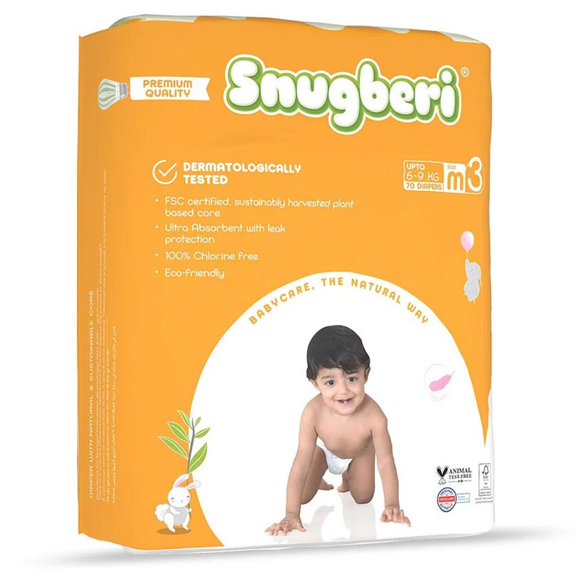 Snugberi Baby Diapers, Size 3, Medium, 6-9Kg, MEGA PACK of 70’s
