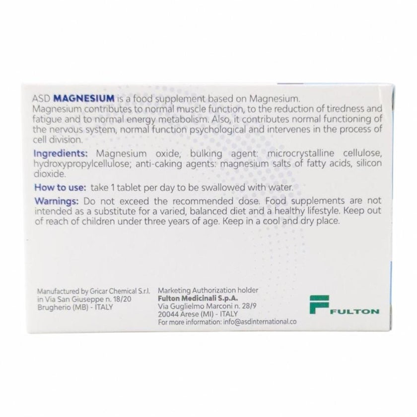 ASD Magnesium 400mg Tablets - 20 Tablets