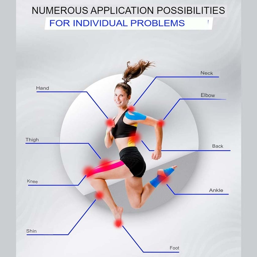 Kintex Kinesiology Classic Tape For Pain Relief - Black Color, Size - 5 x 500cm