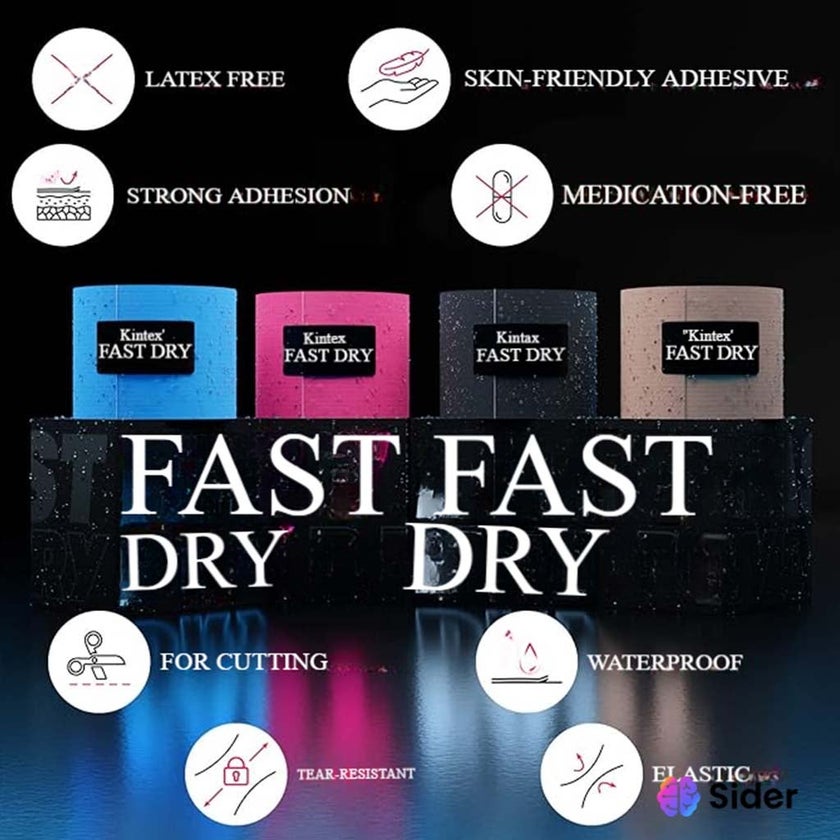 Kintex Kinesiology Fast Dry Tape For Pain Relief - Blue Color, Size - 5 x 500cm