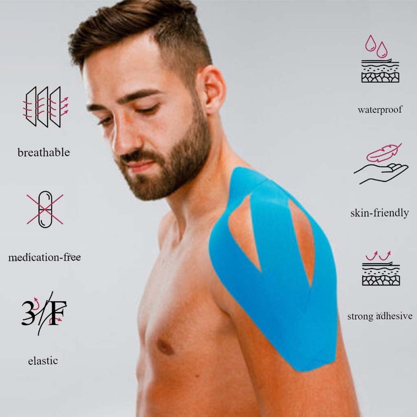 Kintex Kinesiology Fast Dry Tape For Pain Relief - Blue Color, Size - 5 x 500cm