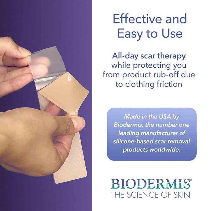 Biodermis EpiDerm Long Strip Natural Silicone Gel Sheeting For Scars, Size 3.6 *29cm - 1 Pair