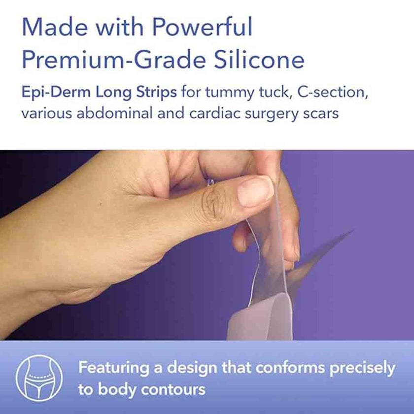 Biodermis EpiDerm Long Strip Natural Silicone Gel Sheeting For Scars, Size 3.6 *29cm - 1 Pair