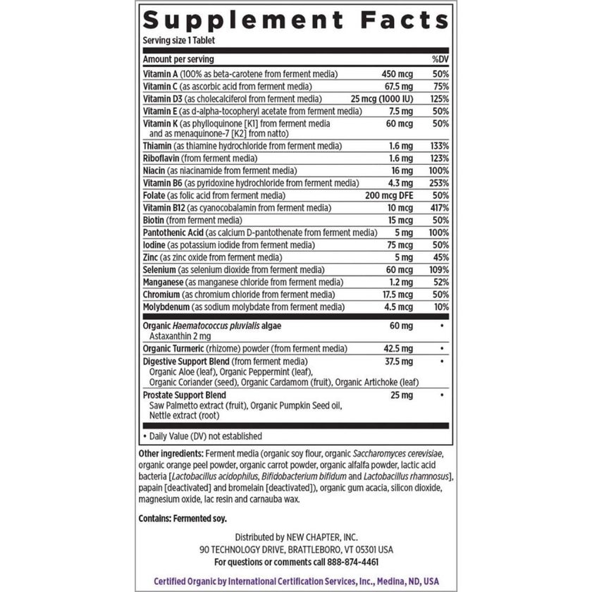 New Chapter Every Man's One Daily 55+ Multivitamin Tablets, Pack of 72's