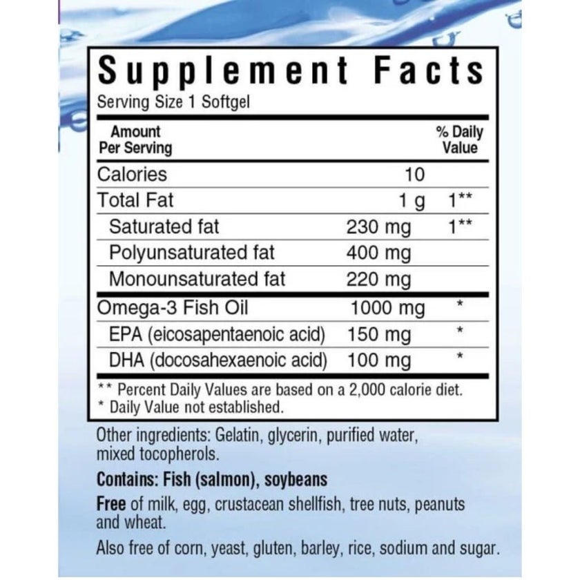 Bluebonnet Omega-3 Salmon Fish Oil 1000mg Softgels, Pack of 90's