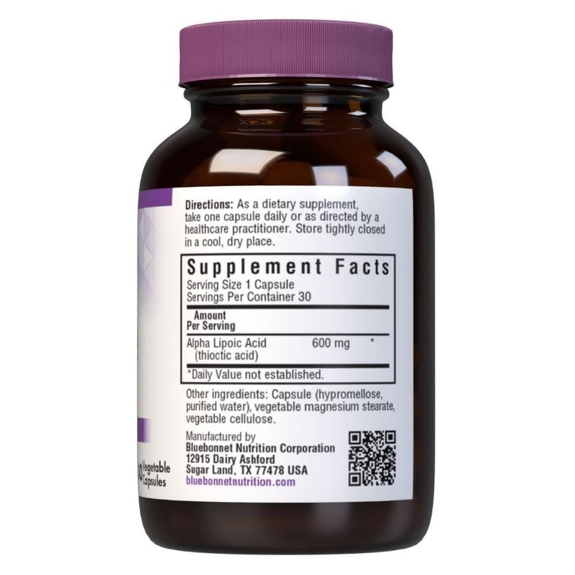 Bluebonnet Alpha Lipoic Acid 600mg Capsules, Pack of 30's
