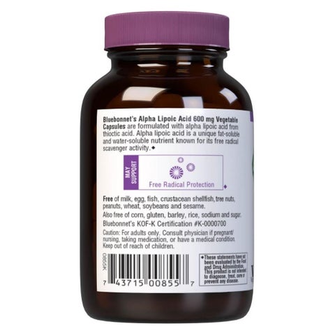 Bluebonnet Alpha Lipoic Acid 600mg Capsules, Pack of 30's