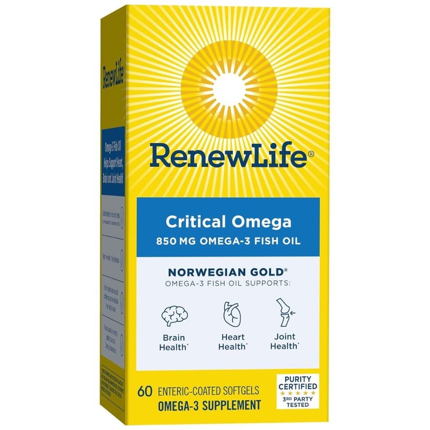 Renew Life Critical Omega 850mg Omega-3 Fish Oil Softgels, Pack of 60's
