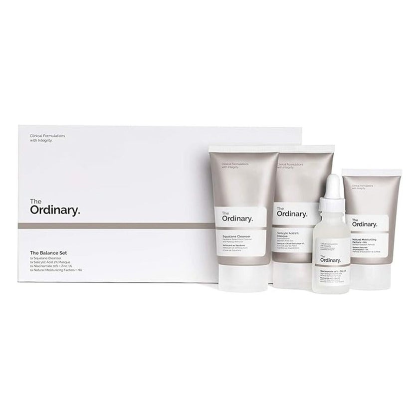 The Ordinary Balance Set - Squalane Cleanser, Salicylic Acid 2% Mask, Niacinamide 10% + Zinc 1% & Natural Moisturizing Factors + HA Serum 