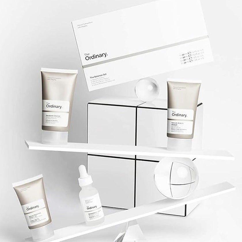 The Ordinary Balance Set - Squalane Cleanser, Salicylic Acid 2% Mask, Niacinamide 10% + Zinc 1% & Natural Moisturizing Factors + HA Serum 