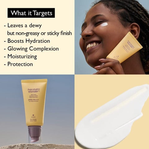 هارهارو وندر واقي شمس يومي بخلاصة الأرز الأسود بتركيبة خفيفة، SPF50+ وPA++++، 50 مل