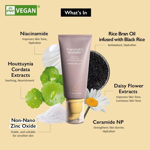 Haruharu Wonder Black Rice Pure Mineral SPF50+ Sunscreen 50ml