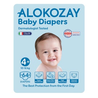 Alokozay Baby Diapers, Size 4+, 10-16kg, Pack of 64's