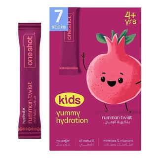 Oneshot Yummy Hydration Kids Electrolyte Drink Mix Rumman Twist, Pack of 7's