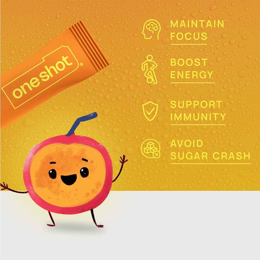 Oneshot Yummy Hydration Kids Electrolyte Drink Mix Passion Bliss, Pack of 7's