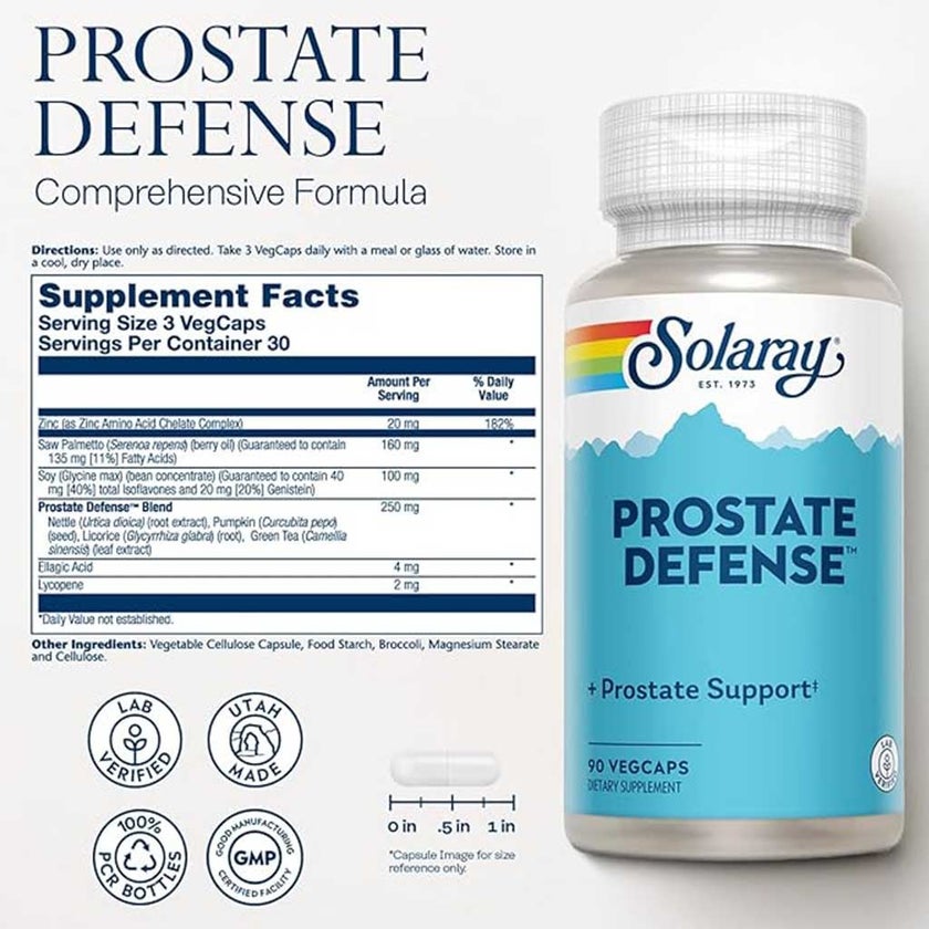 Solaray Prostate Defense Men's Supplement Veg Capsules, Pack of 90's