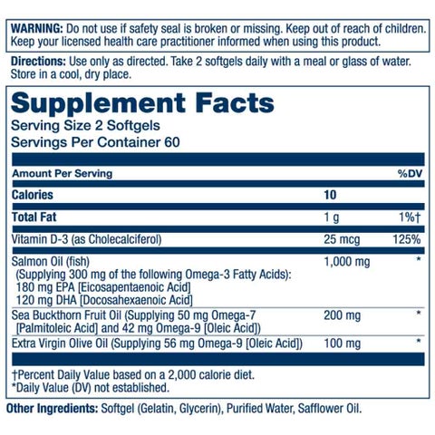 Solaray Super Omega 3-7-9 With Vitamin D3 & Salmon Oil - 120 Softgels